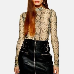 Topshop Leather Look Buckle Mini Skirt
